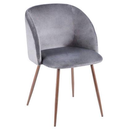 Contemporary padded bucket-seat dining chair gray with wooden legs on Tampa Home & Garden Store