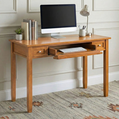 Warm Shaker Handcrafted Desk in oak finish compact writing desk with keyboard tray and monitor on Tampa Home & Garden Store