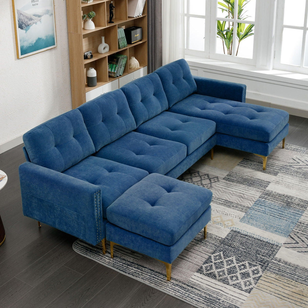 Modern Convertible Sectional Sofa and Ottoman