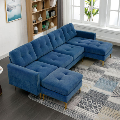 Modern Convertible Sectional Sofa and Ottoman