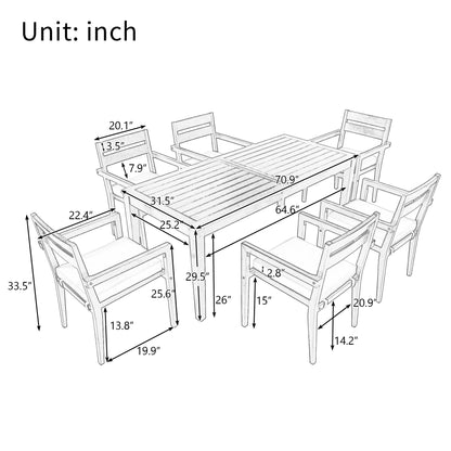 U_Style 7-Pc Acacia Wood Outdoor Dining Set with Cushions by HouseOfZazla on Tampa Home & Garden Store