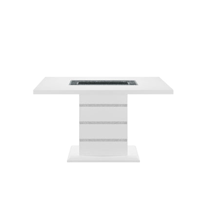 Ariya Bar Table with Glass Inlay, white finish, glass inset atop a tiered pedestal base on Tampa Home & Garden Store