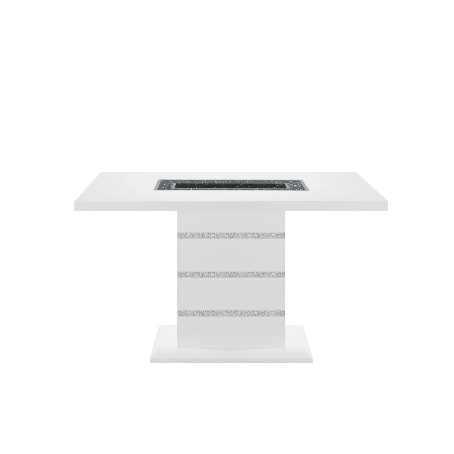 Ariya Bar Table with Glass Inlay and Gloss Finish