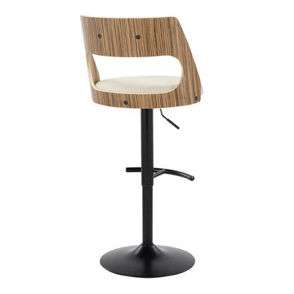 Cecina Contemporary Adjustable Swivel Barstool, wood veneer back, beige cushion, set of 2 on Tampa Home & Garden Store