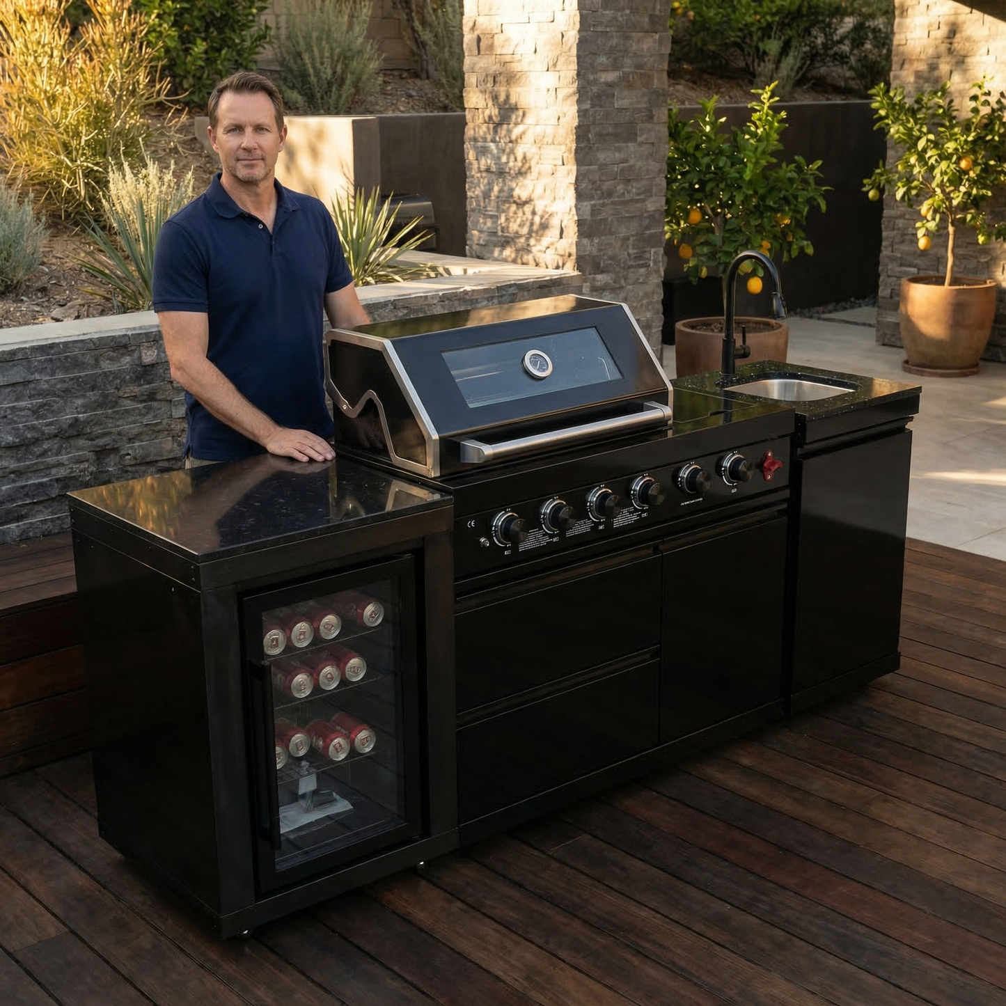 Outdoor Kitchen with 4 Burner Propane Gas Grill