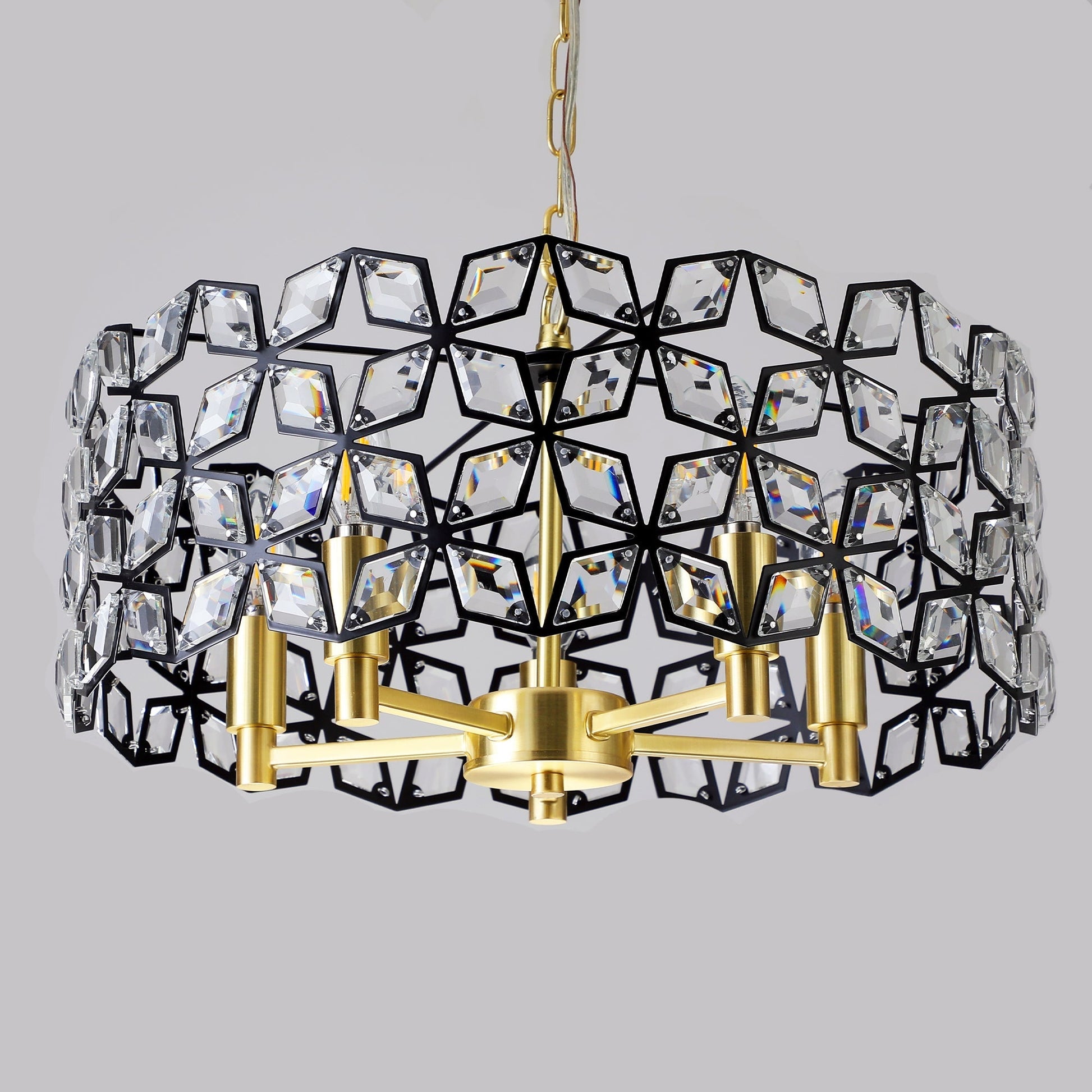 Chandelier 19in crystal and black gold round pendant with gold chain by HouseOfZazla on Tampa Home & Garden Store