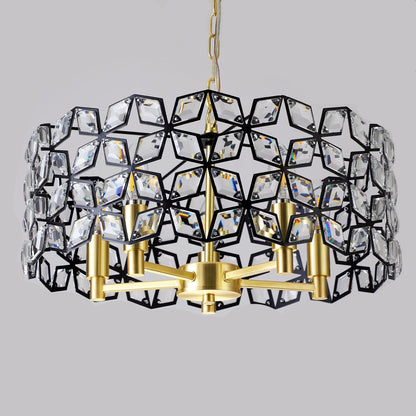 Chandelier 19in crystal and black gold round pendant with gold chain by HouseOfZazla on Tampa Home & Garden Store