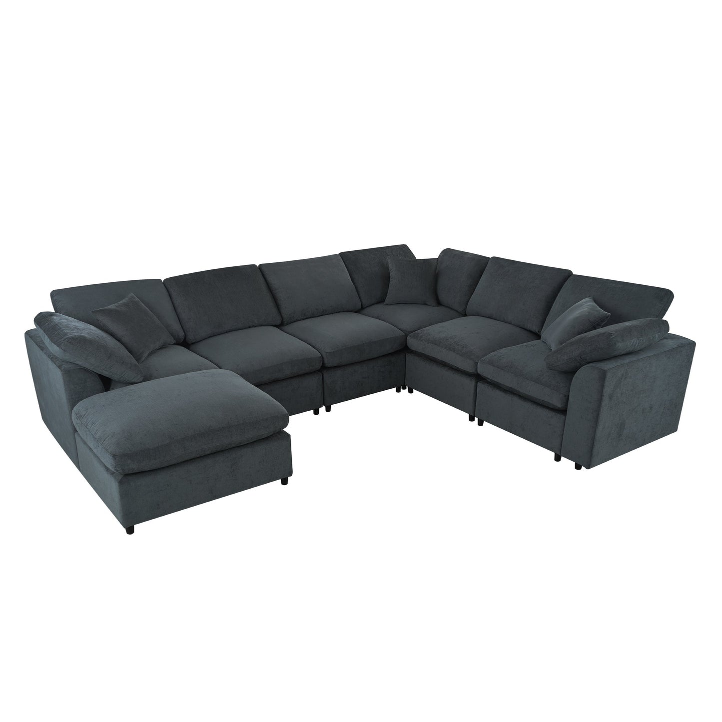 U_Style 120.8-inch Extra Large Modular Sectional Sofa by HouseOfZazla in dark gray upholstery on Tampa Home & Garden Store