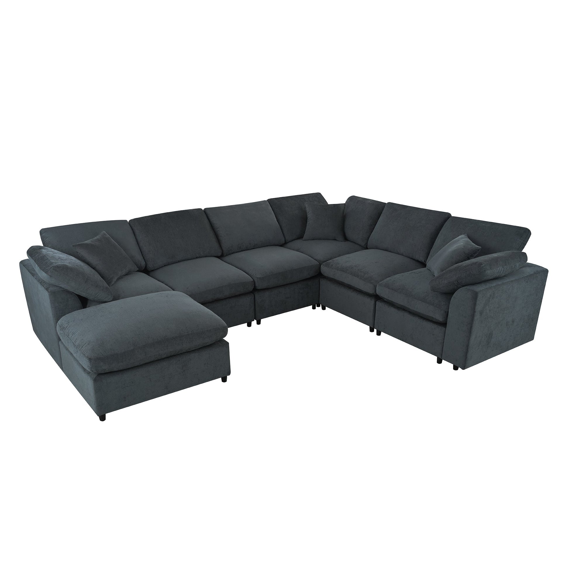 U_Style 120.8-inch Extra Large Modular Sectional Sofa by HouseOfZazla in dark gray upholstery on Tampa Home & Garden Store