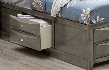 Modern design storage bed in gray wood finish with two large under-bed drawers on Tampa Home & Garden Store