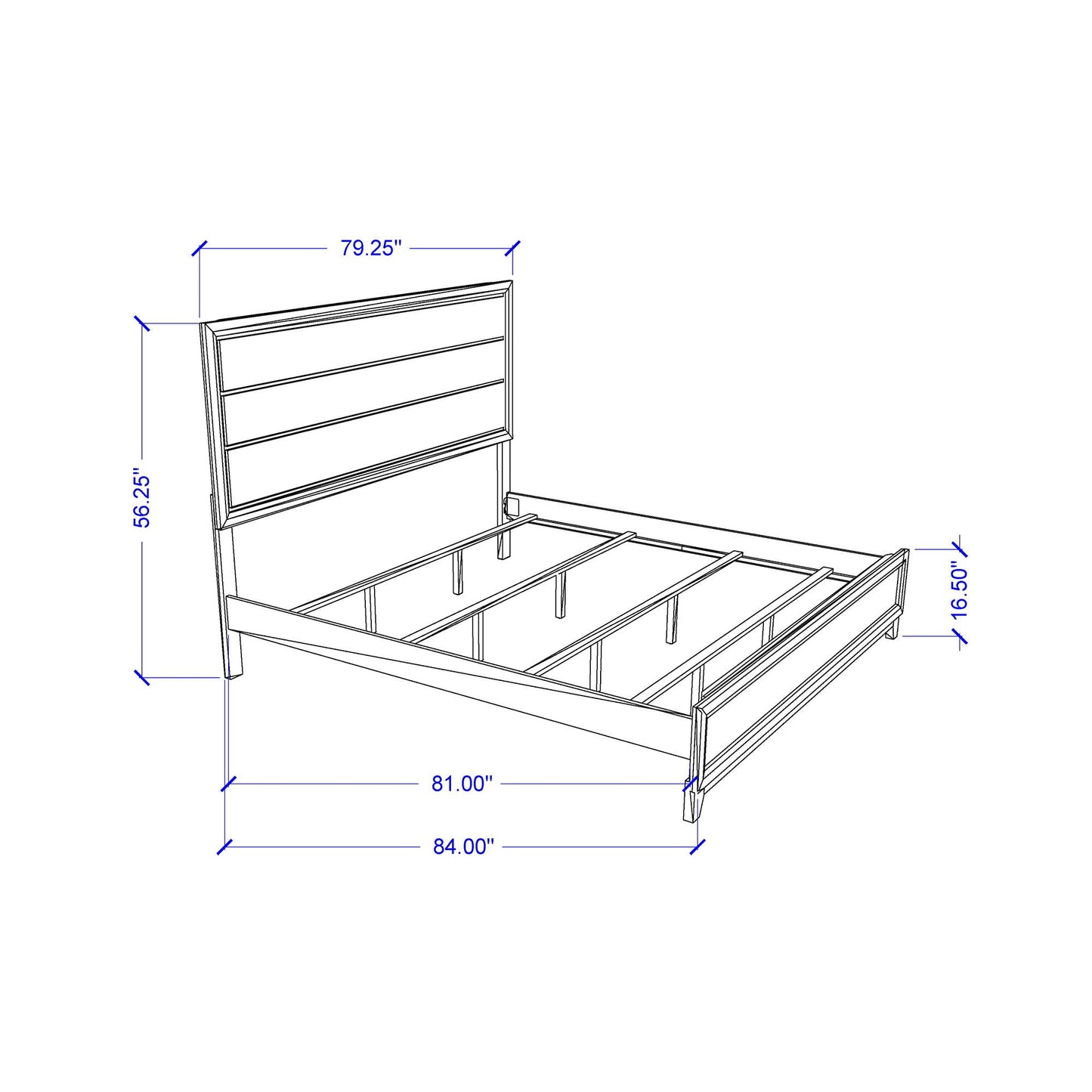 Mirage 5 Piece Bedroom Set bed frame with tall slatted headboard by HouseOfZazla 81x84 in on Tampa Home & Garden Store