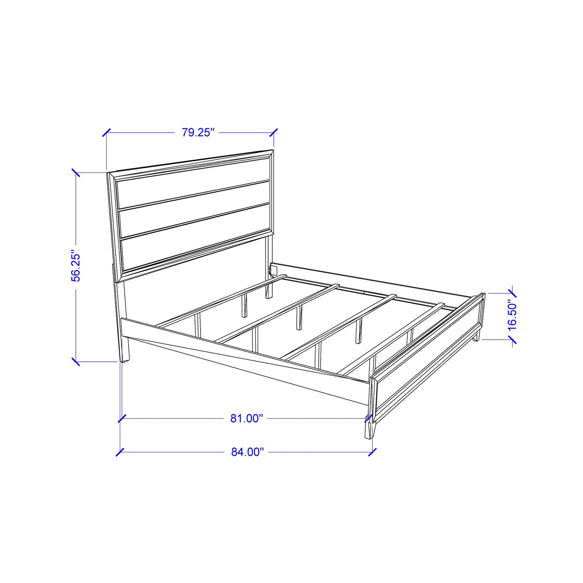 Mirage 5 Piece Bedroom Set bed frame with tall slatted headboard by HouseOfZazla 81x84 in on Tampa Home & Garden Store