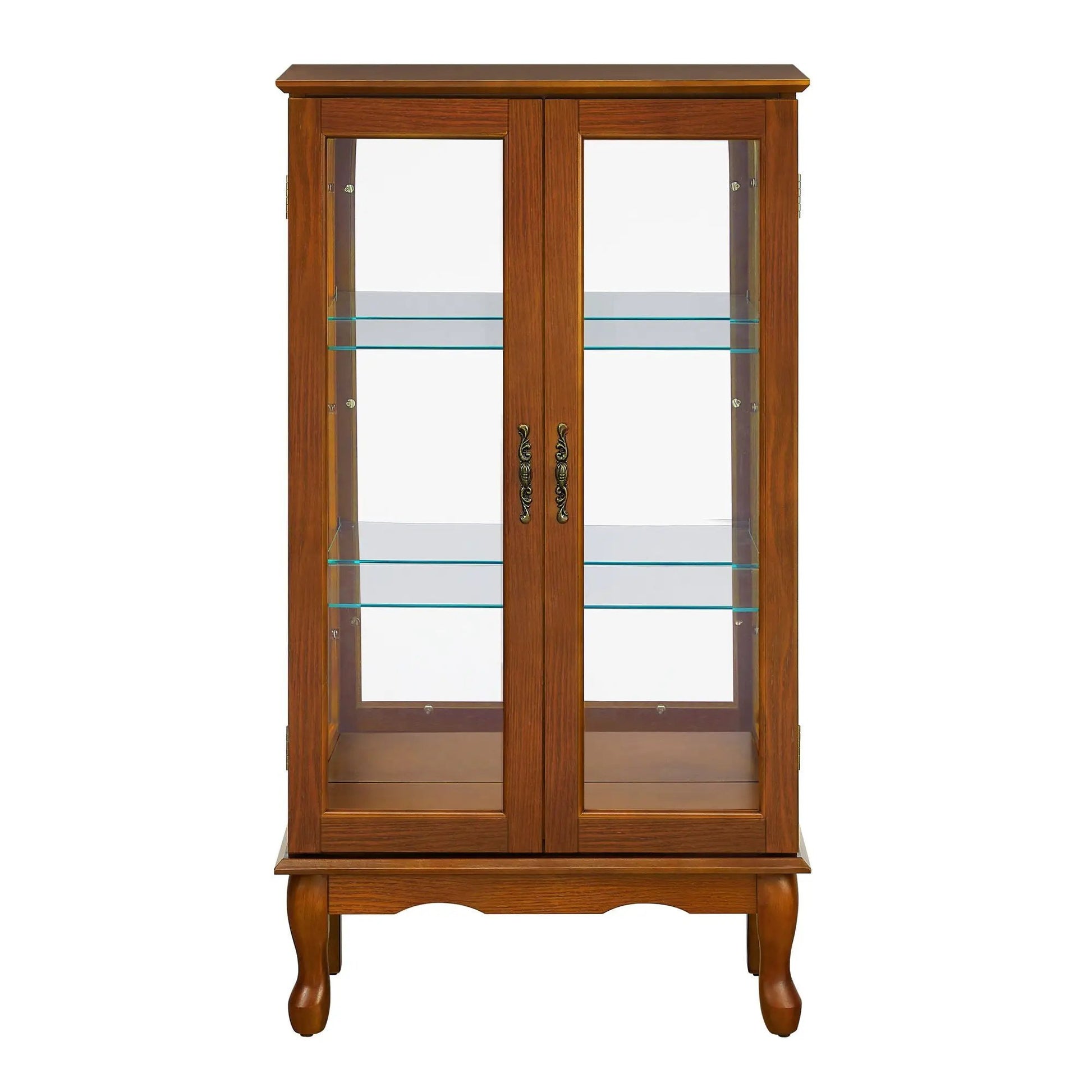 Curio cabinet with glass doors, 3-tier display, adjustable shelves, mirrored back on Tampa Home & Garden Store