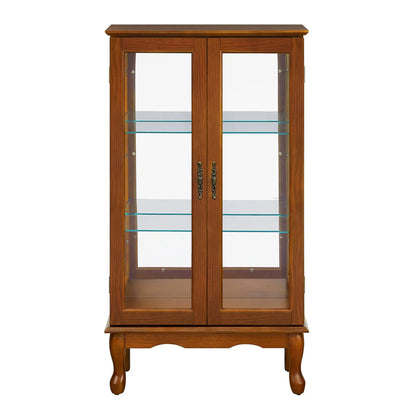 Curio cabinet with glass doors, 3-tier display, adjustable shelves, mirrored back on Tampa Home & Garden Store