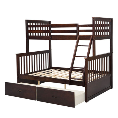 1 bunk bed with ladder and safety guard rails, dark wood finish, HouseOfZazla on Tampa Home & Garden Store