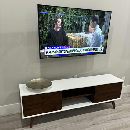 HouseOfZazla Modern TV Stand solid wood with dark brown drawers fits up to 72 in TV on Tampa Home & Garden Store