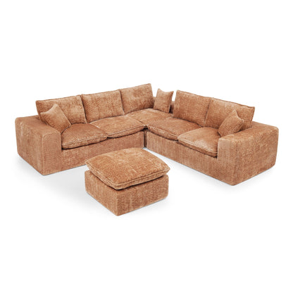 Sectional sofa with Moveable ottoman, 3pc brown fabric HouseOfZazla on Tampa Home & Garden Store