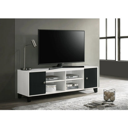 Two Tone TV Stand With Open Shelves Storage