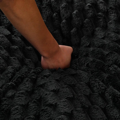 Harbor Luxury Sofa Turtle Fleece Fabric stationary sofa in black plush by Unique Piece Furniture on Tampa Home & Garden Store