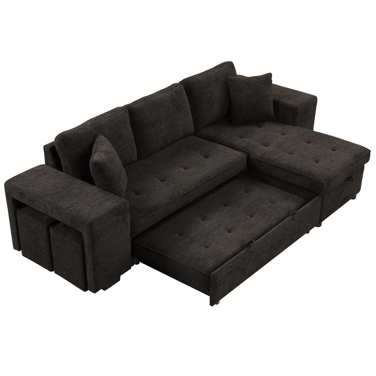 HouseOfZazla dark charcoal L-shaped sectional sofa with tufted cushions and chaise on Tampa Home & Garden Store