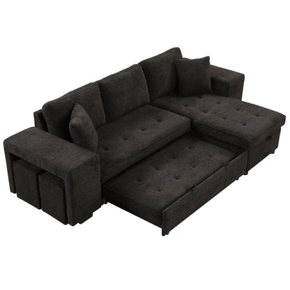 HouseOfZazla dark charcoal L-shaped sectional sofa with tufted cushions and chaise on Tampa Home & Garden Store