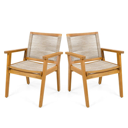 Outdoor rope dining chairs set of 2 with wooden frames and beige rope seating HouseOfZazla on Tampa Home & Garden Store