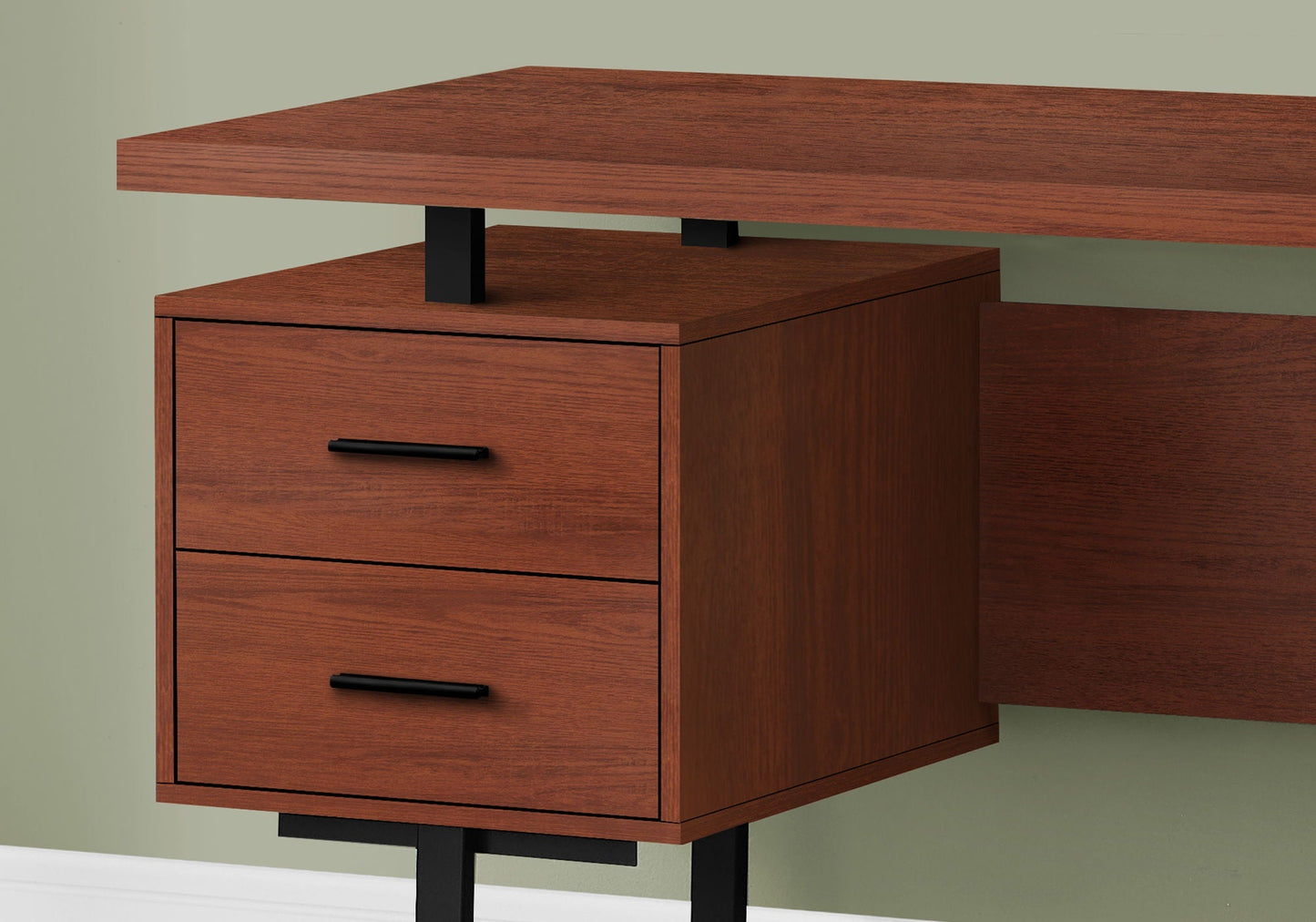 Computer desk with storage drawers in warm walnut wood finish and black metal legs HouseOfZazla on Tampa Home & Garden Store