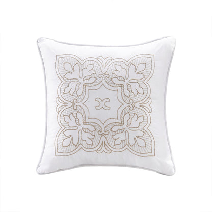 6 Piece Reversible Scalloped Edge Daybed Cover Set pillow white with gold embroidery on Tampa Home & Garden Store