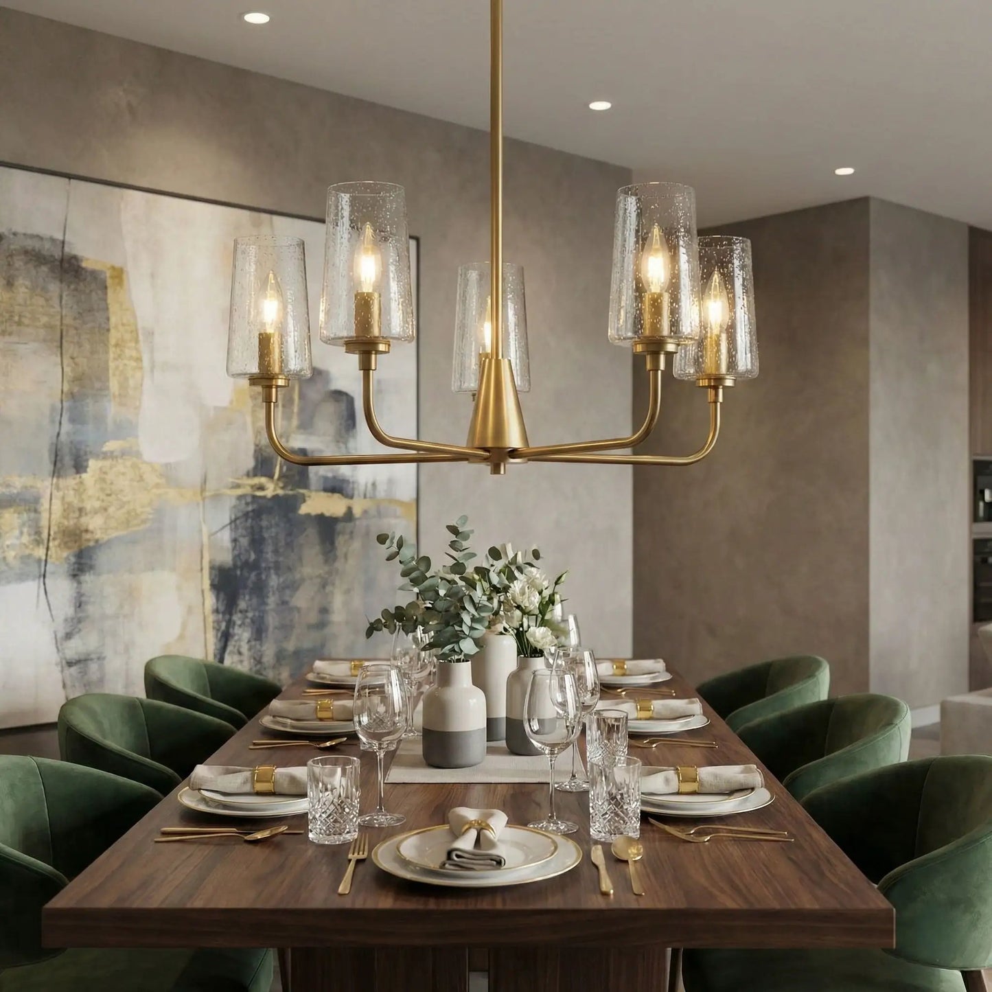 Dazzle Five Lights Chandelier Antique Brass