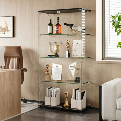 Display cabinet with double glass doors and lock, chrome hardware, three glass shelves on Tampa Home & Garden Store