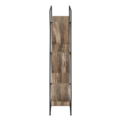 3-tier etagere bookshelf with black metal frame and rustic wood panels on Tampa Home & Garden Store