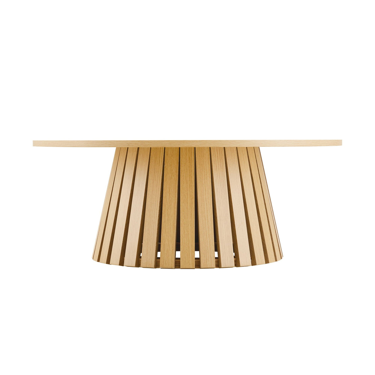 Layla End Table with light brown wood grain finish, slatted base by HouseOfZazla on Tampa Home & Garden Store