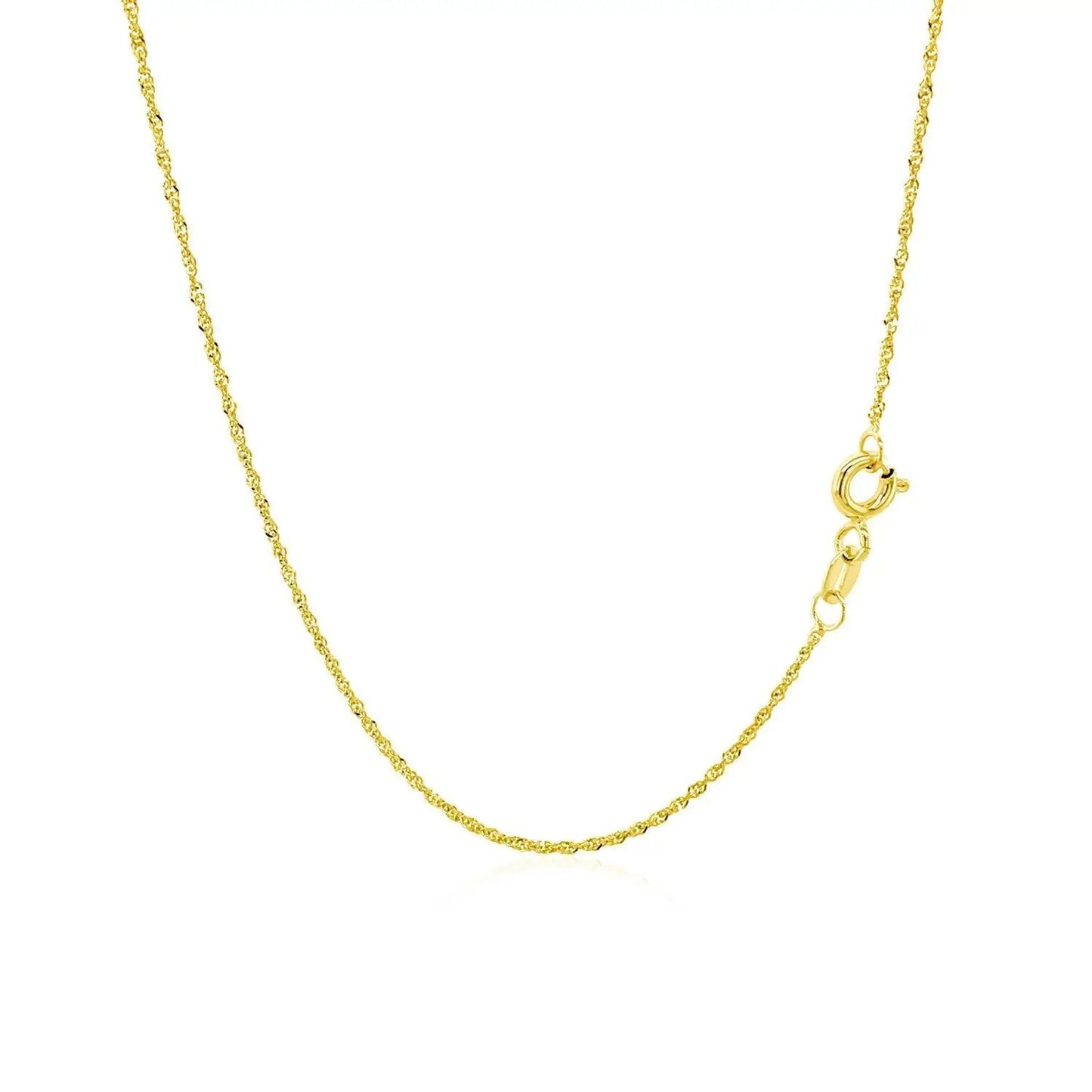 14k yellow gold Singapore chain necklace 1.0mm with spring ring clasp on Tampa Home & Garden Store