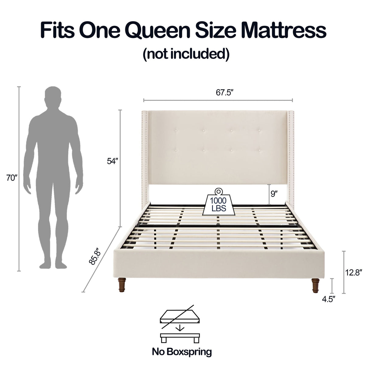 Peyton Upholstered Bed and a 54 Inch Headboard