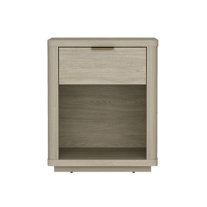 Evelyn nightstand with 1 drawer and open shelf, light beige wood finish by HouseOfZazla on Tampa Home & Garden Store