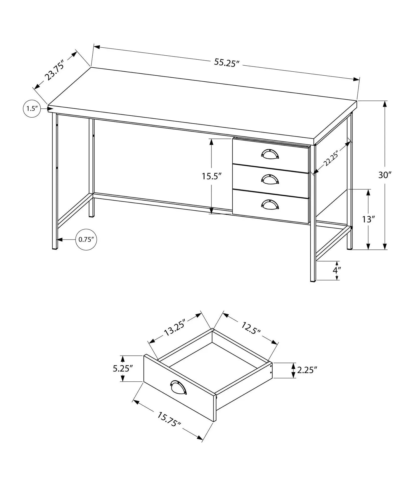 Computer Desk for Home Office with Three Drawers