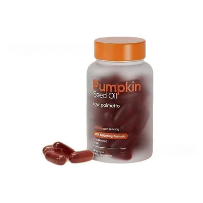 Pumpkin Seed Capsules 60 Count by Perfecsy, amber bottle with orange cap and three capsules on Tampa Home & Garden Store