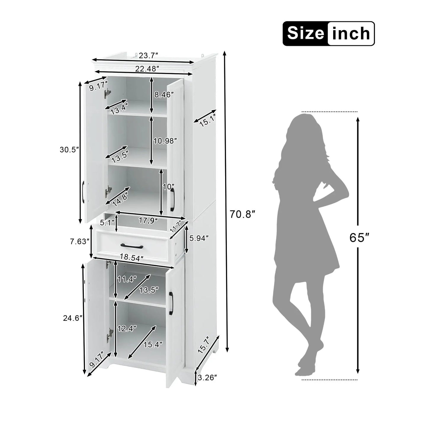 Freestanding Vanity With 4 Doors and 1 Drawer