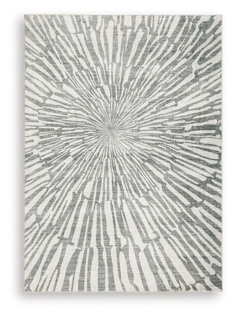 Verland washable rug gray and white radial sunburst pattern by Unique Piece Furniture on Tampa Home & Garden Store