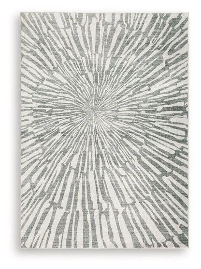 Verland washable rug gray and white radial sunburst pattern by Unique Piece Furniture on Tampa Home & Garden Store