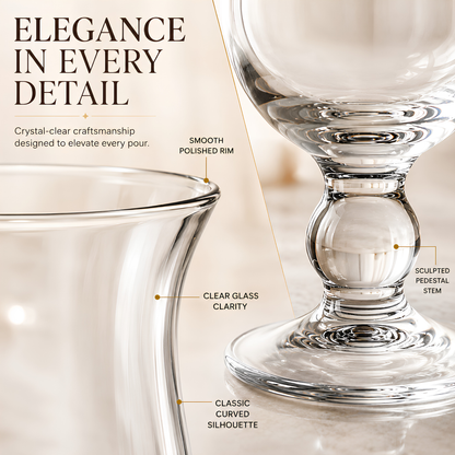 Set of 6 Tall Hurricane Glasses for Home and Bar