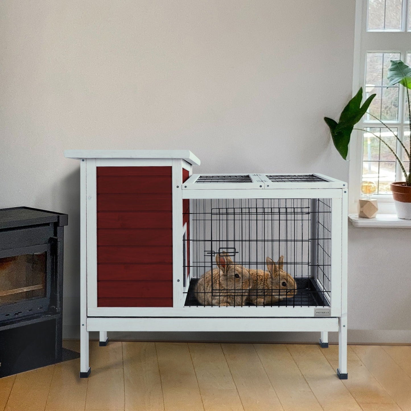 Two Tier Wooden Rabbit Cage for Small Animals