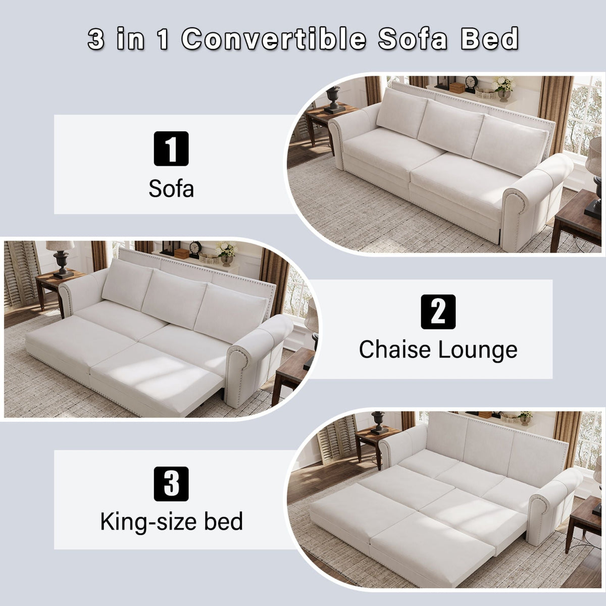 3 In 1 Convertible Sleeper and King Lounger