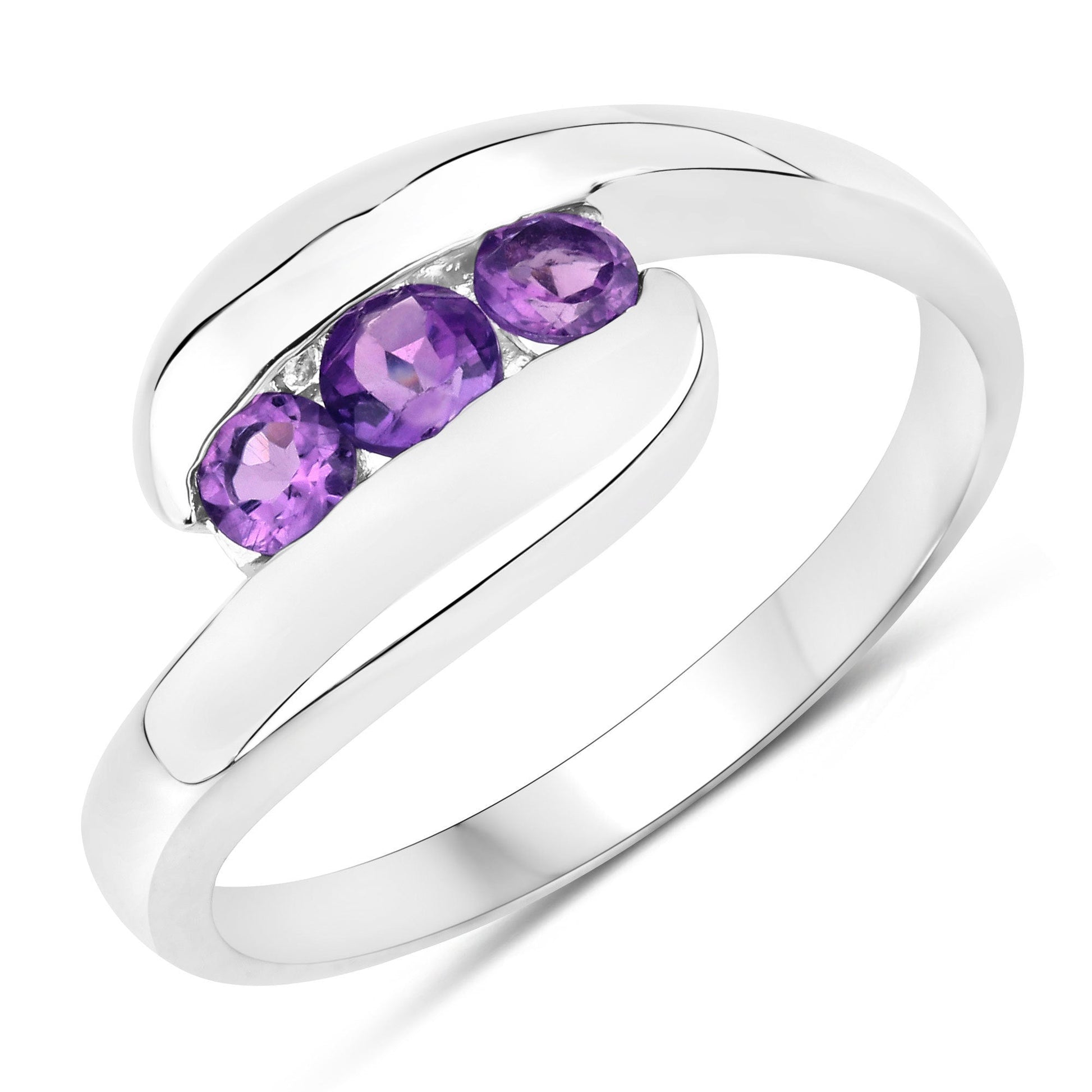 Ring 0.54ct genuine amethyst set in .925 sterling silver band with purple stones on Tampa Home & Garden Store