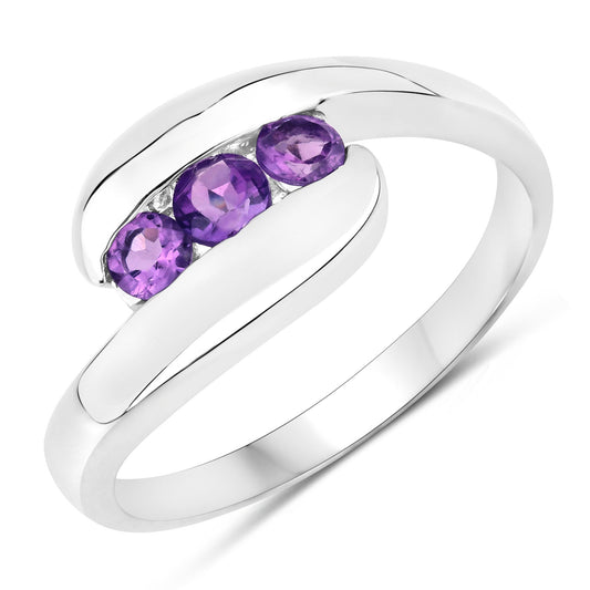 Ring 0.54ct genuine amethyst set in .925 sterling silver band with purple stones on Tampa Home & Garden Store