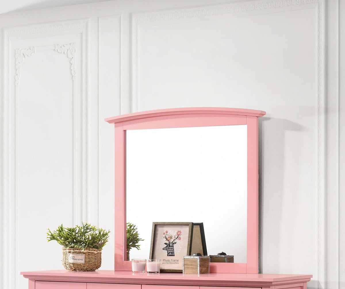 Elegant wall mirror with pink wood veneer frame by HouseOfZazla on Tampa Home & Garden Store