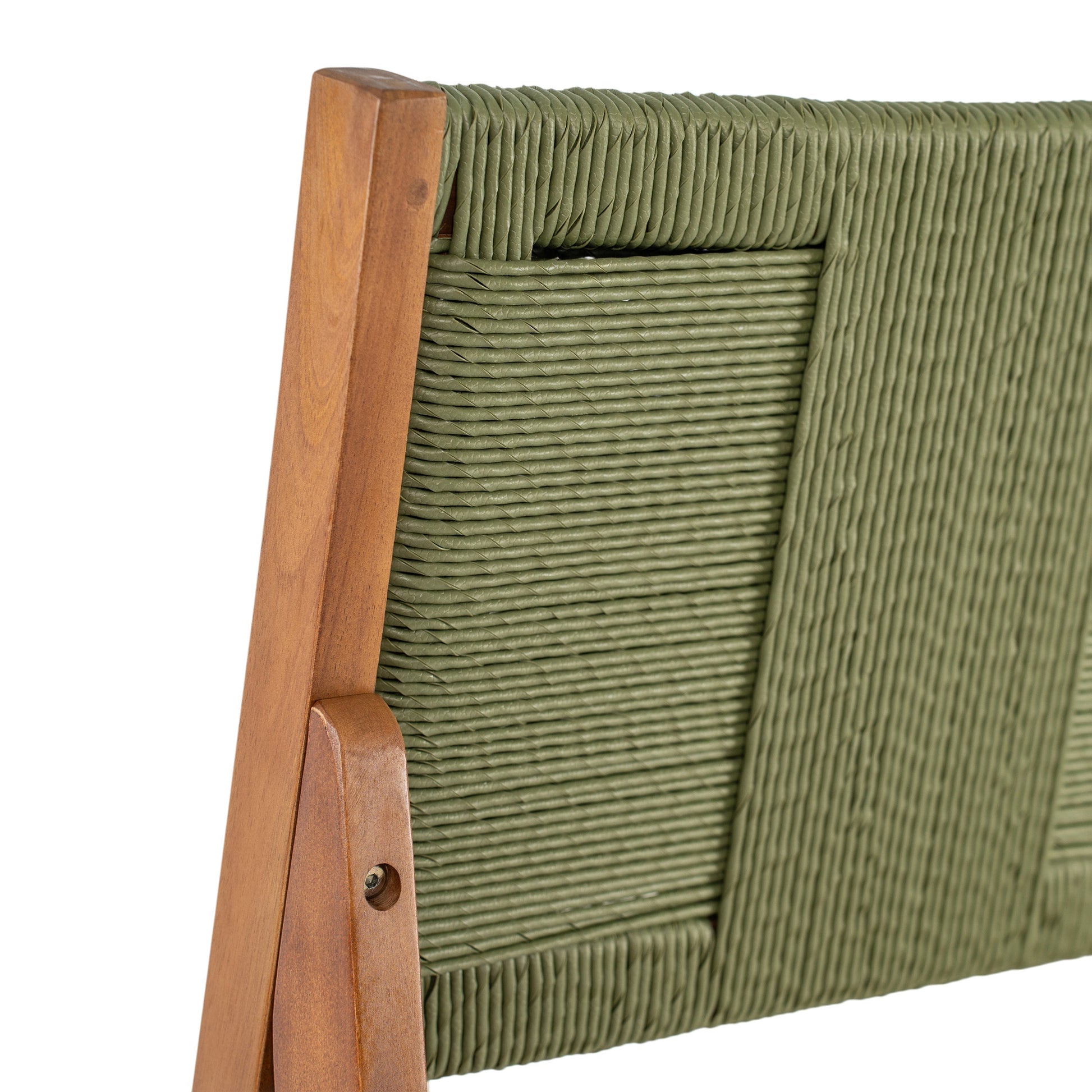 4 Pieces Arly Green Outdoor Bar Stool Set with olive woven rattan on wooden frames on Tampa Home & Garden Store