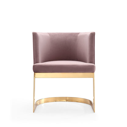 Aura Dining Chair pink velvet with brass frame by HouseOfZazla on Tampa Home & Garden Store