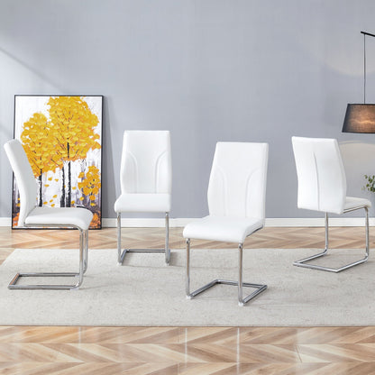 Modern dining chairs by HouseOfZazla, white high-back with chrome cantilever legs set on Tampa Home & Garden Store