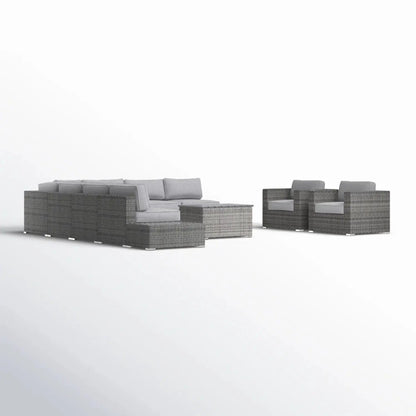 Wicker sectional seating group with cushions, 4-piece outdoor set including coffee table in gray on Tampa Home & Garden Store